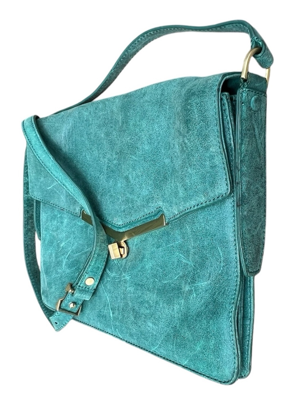 Botkier Valentina green leather fold over shoulder or crossbody bag - Picture 3 of 16